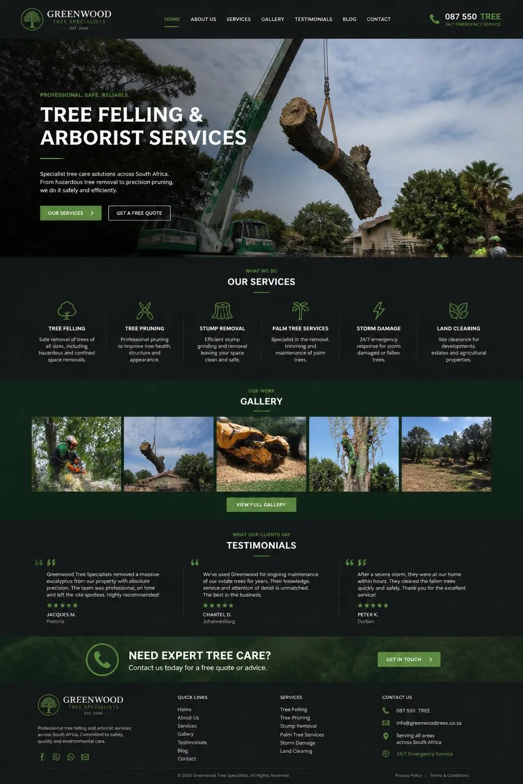 Greenwood Trees website designed by AdCraft Designs
