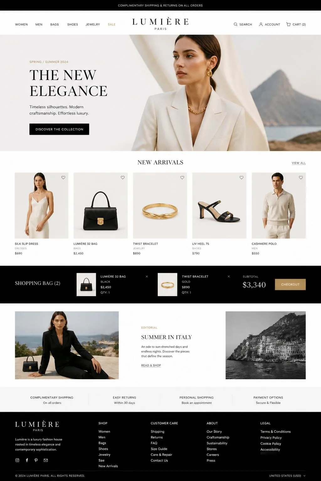 Lumière website designed by AdCraft Designs